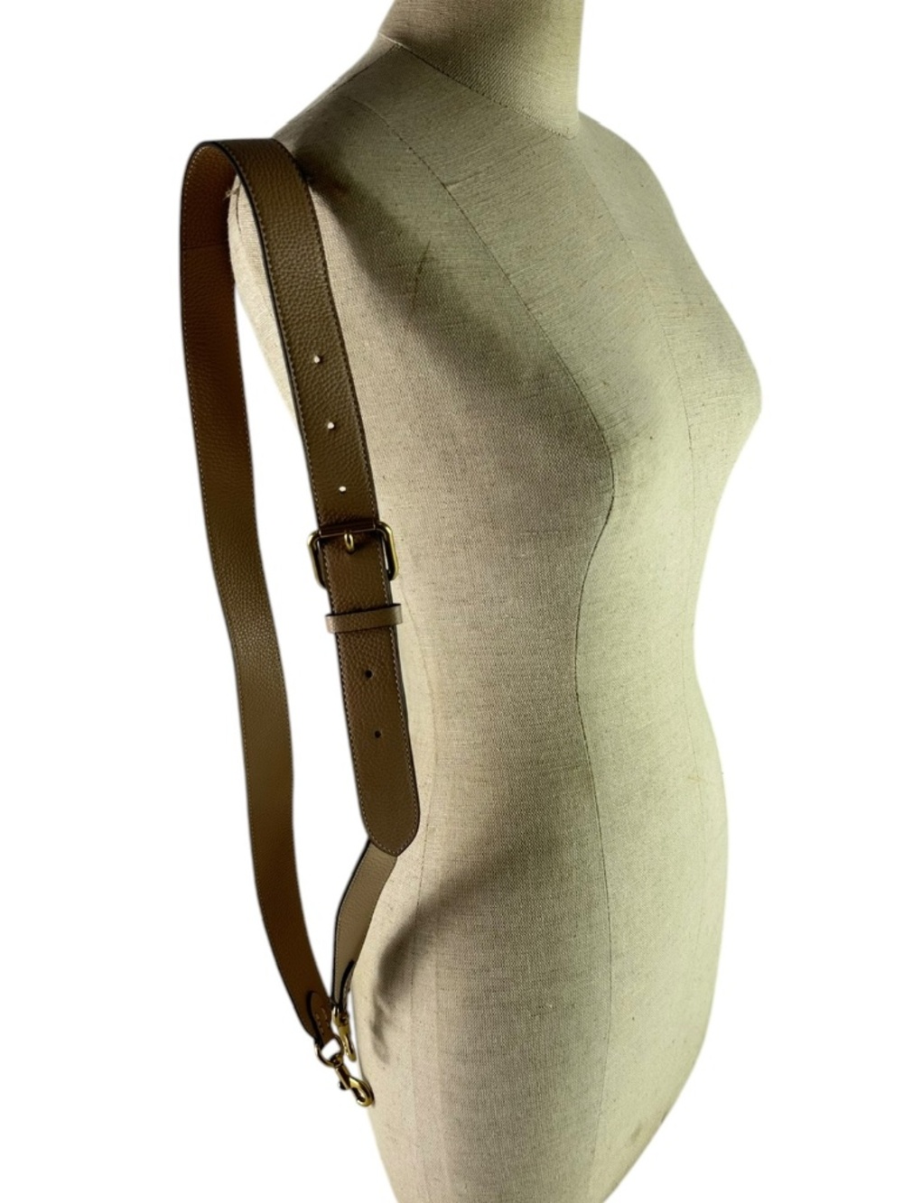COACH Taupe Genuine Leather Shoulder Strap Crossbody Brass Hardware